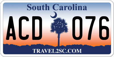 SC license plate ACD076