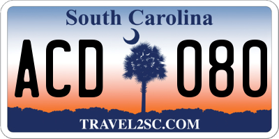SC license plate ACD080