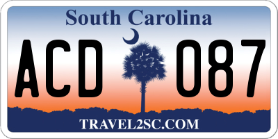 SC license plate ACD087