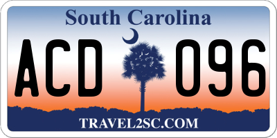 SC license plate ACD096