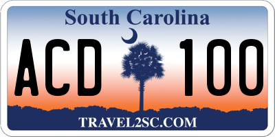 SC license plate ACD100