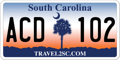 SC license plate ACD102