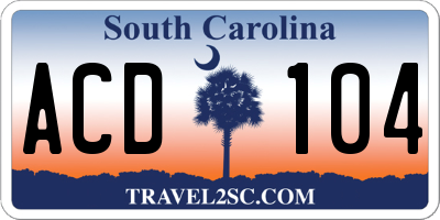 SC license plate ACD104