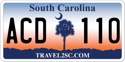 SC license plate ACD110