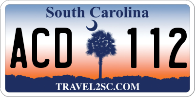 SC license plate ACD112