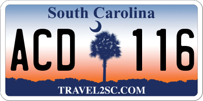 SC license plate ACD116