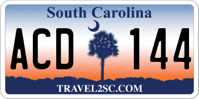 SC license plate ACD144
