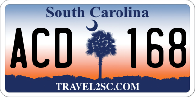 SC license plate ACD168
