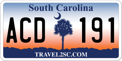 SC license plate ACD191