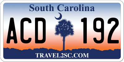 SC license plate ACD192
