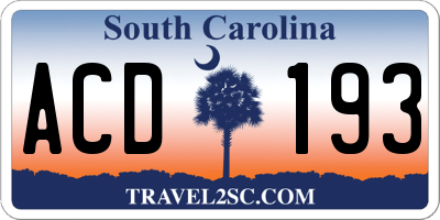 SC license plate ACD193