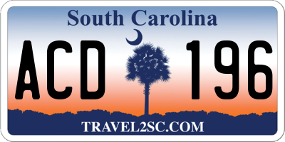 SC license plate ACD196