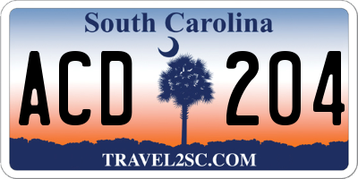 SC license plate ACD204