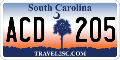 SC license plate ACD205