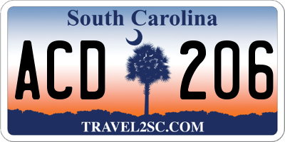 SC license plate ACD206