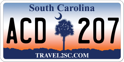 SC license plate ACD207