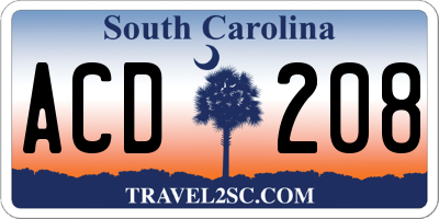 SC license plate ACD208