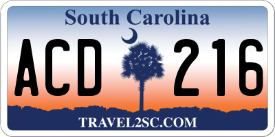 SC license plate ACD216