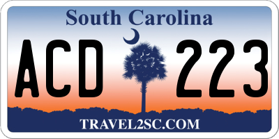 SC license plate ACD223