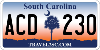 SC license plate ACD230