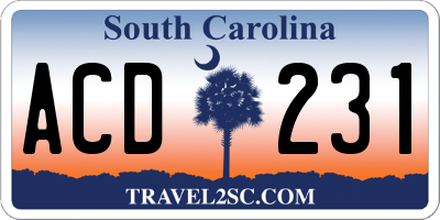 SC license plate ACD231