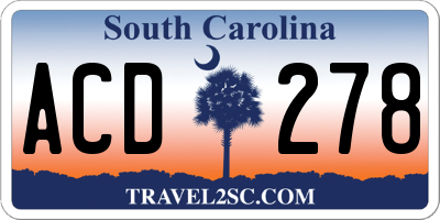 SC license plate ACD278
