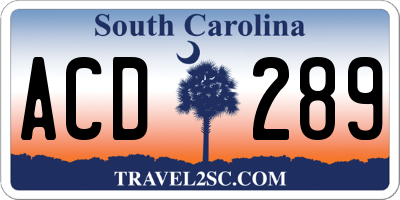 SC license plate ACD289