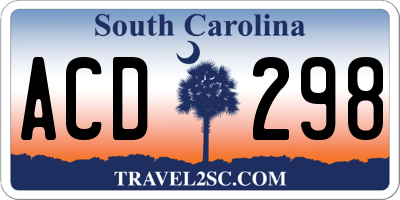 SC license plate ACD298