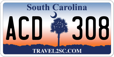SC license plate ACD308