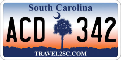 SC license plate ACD342