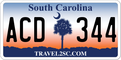 SC license plate ACD344