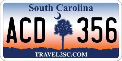 SC license plate ACD356