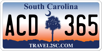 SC license plate ACD365