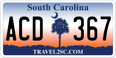 SC license plate ACD367