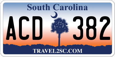 SC license plate ACD382