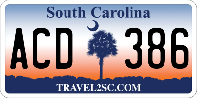 SC license plate ACD386