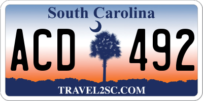 SC license plate ACD492