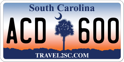 SC license plate ACD600