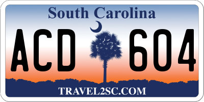 SC license plate ACD604