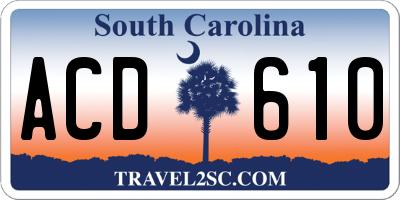 SC license plate ACD610