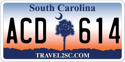 SC license plate ACD614
