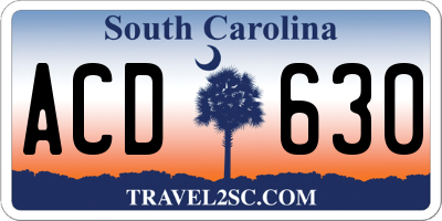 SC license plate ACD630