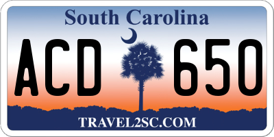 SC license plate ACD650
