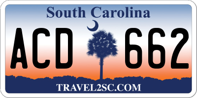 SC license plate ACD662