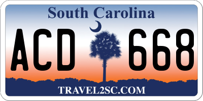 SC license plate ACD668