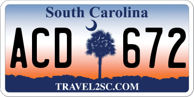 SC license plate ACD672