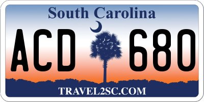 SC license plate ACD680