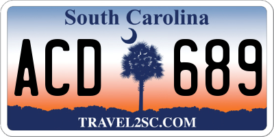 SC license plate ACD689