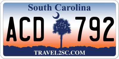 SC license plate ACD792