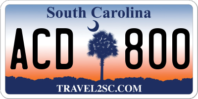 SC license plate ACD800